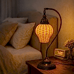 Metal Ayaklı Rattan Abajur